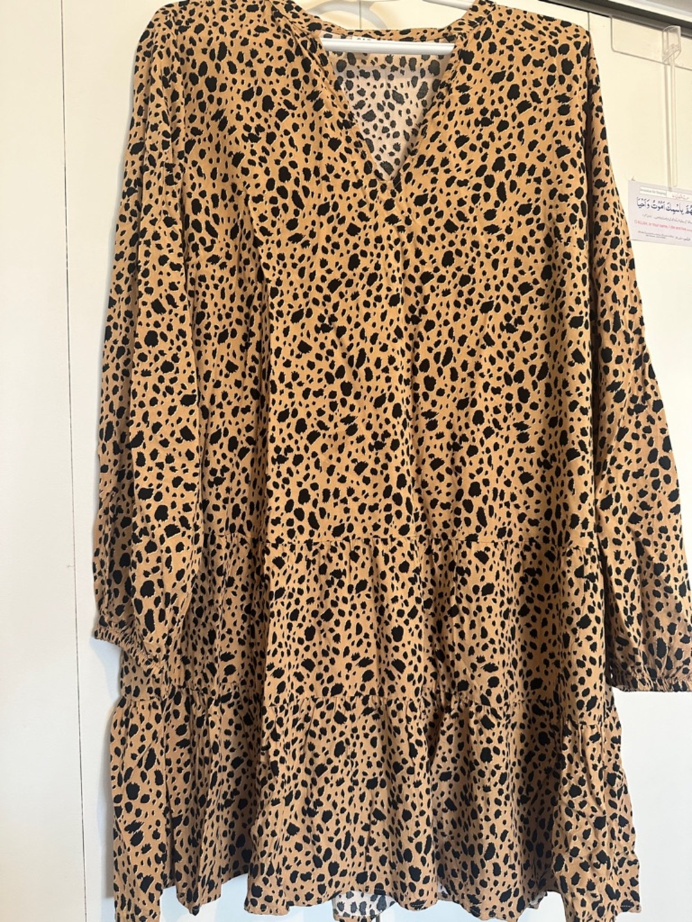 Yeezy Tan and Black Leopard Print V-Neck Tunic